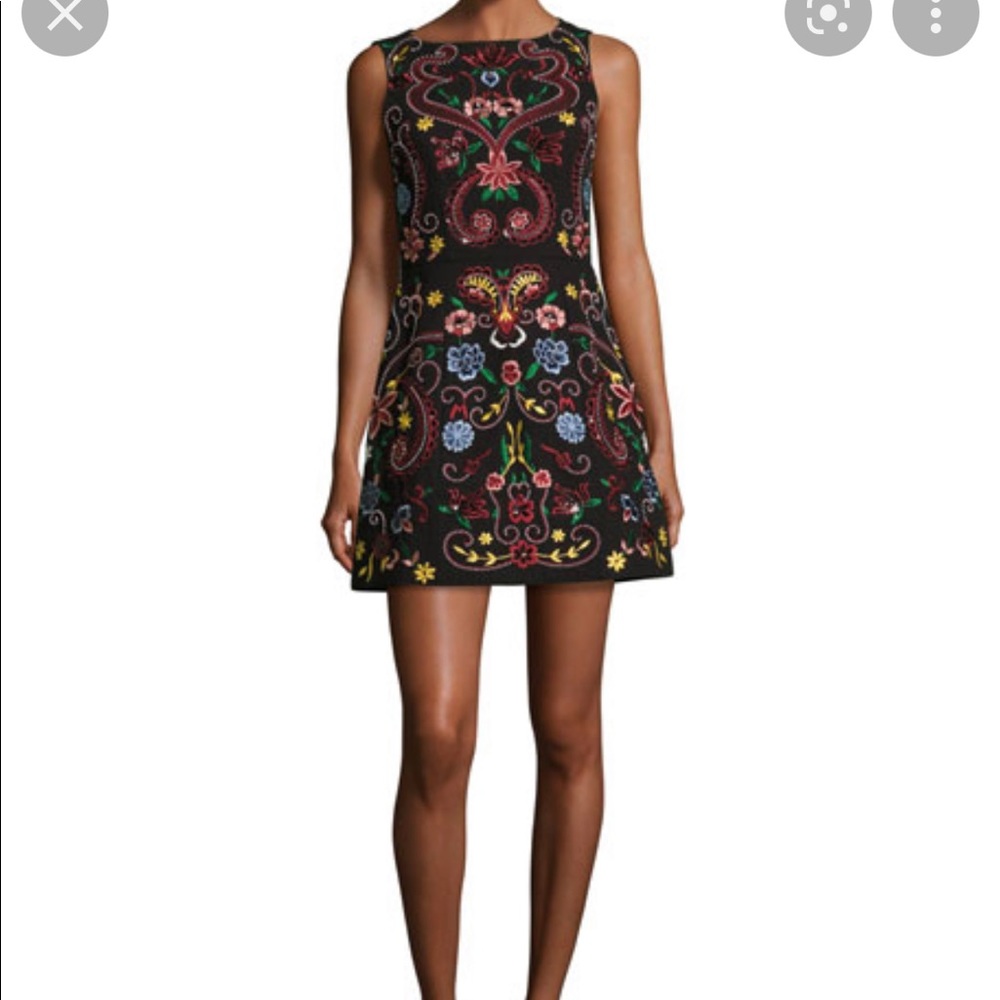 Alice + Olivia Lindsey Embroidered A-line Dress